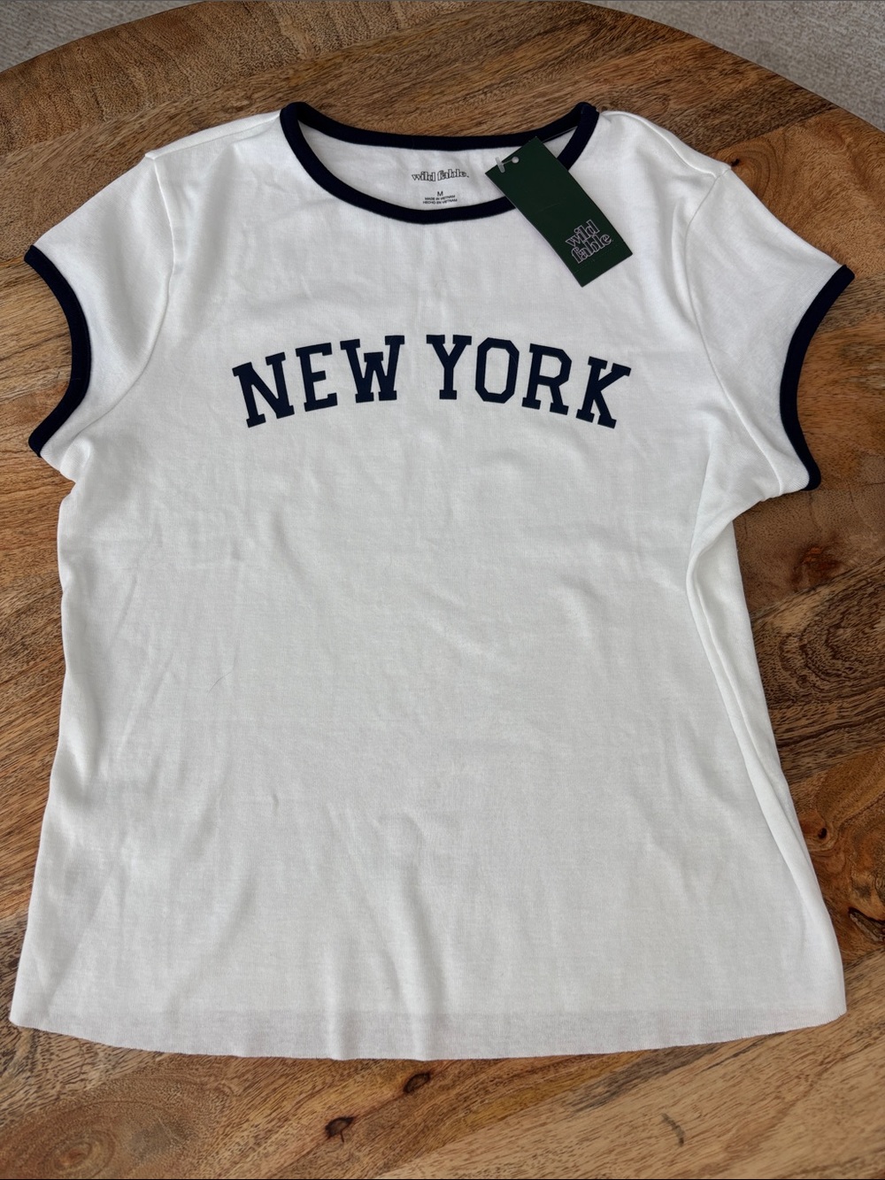 wild fable White Tee with Navy Trim and "NEW YORK" Graphic